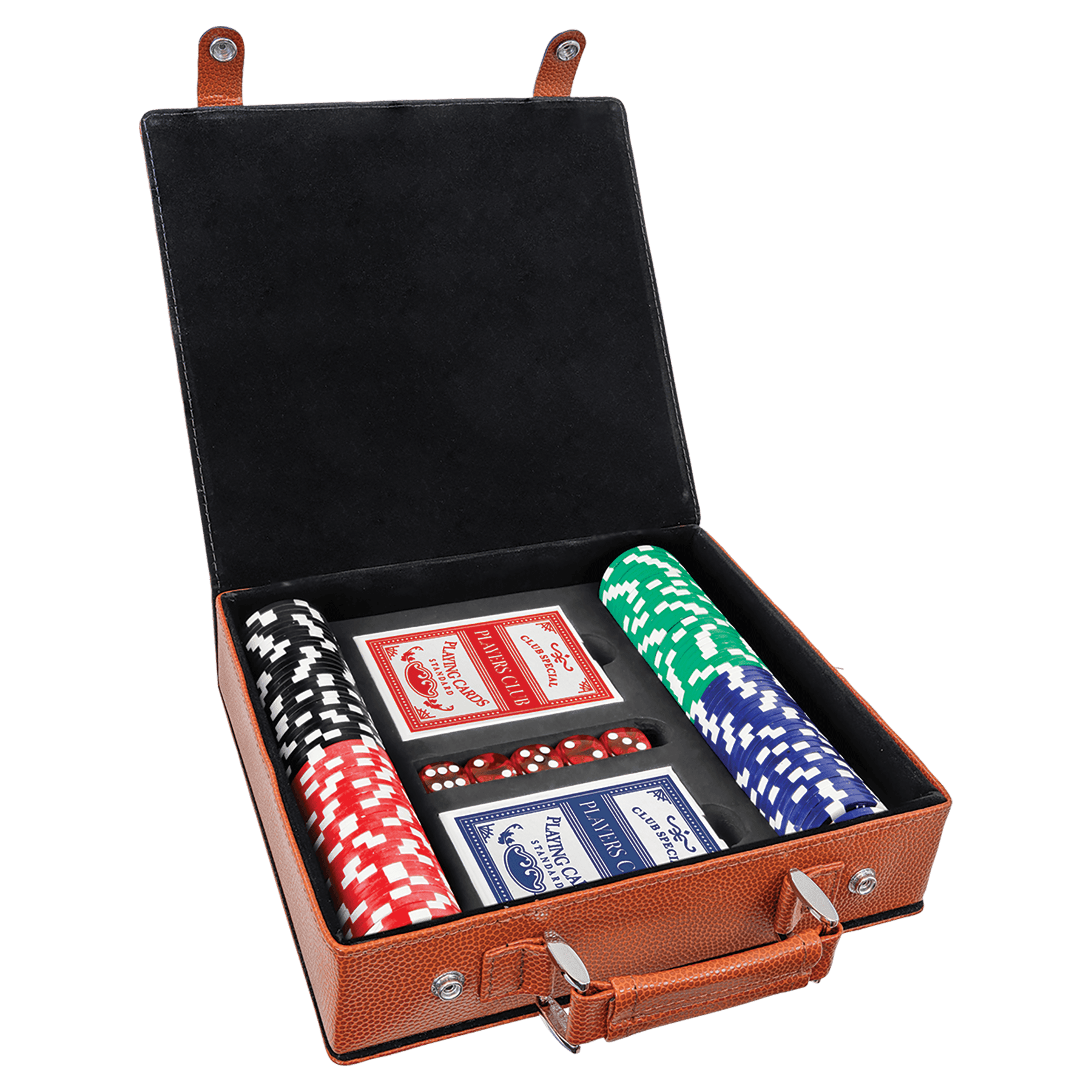 Laserovateľné koženkové súpravy na poker, karty a kocky