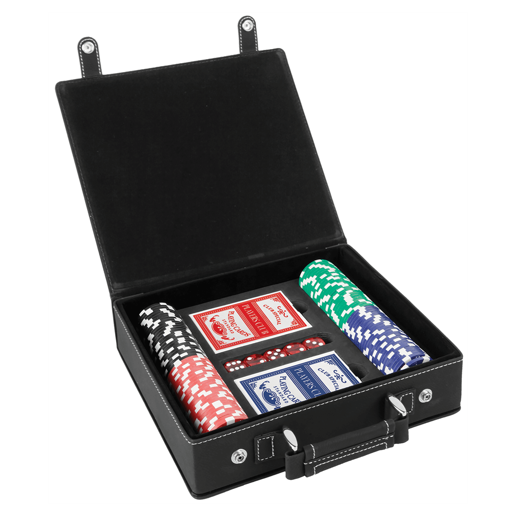 Laserovateľné koženkové súpravy na poker, karty a kocky
