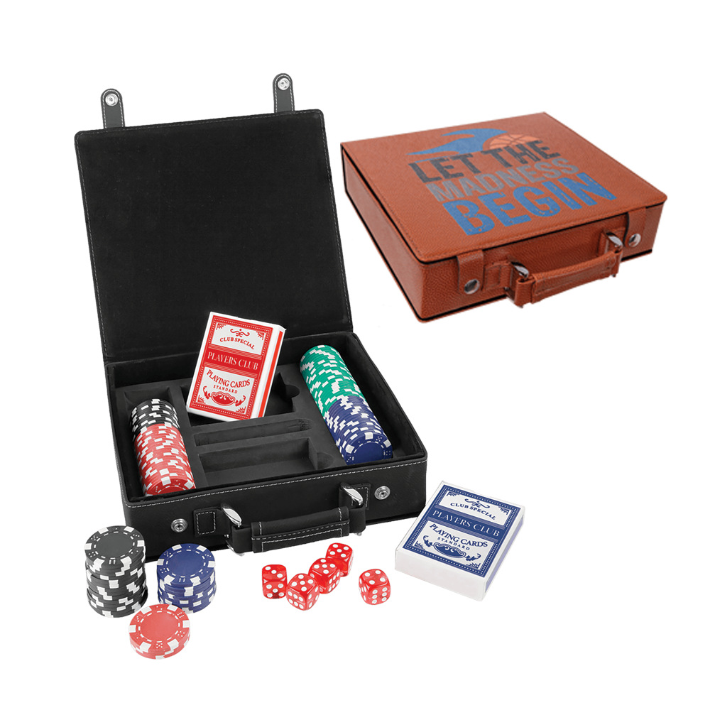 Laserovateľné koženkové súpravy na poker, karty a kocky