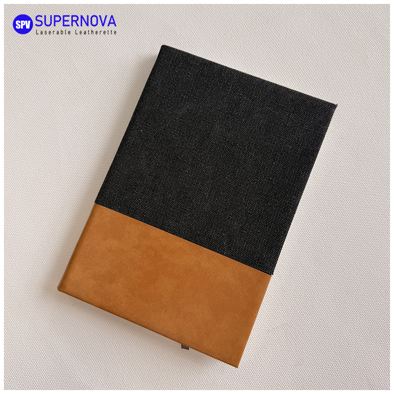 Delený laserovateľný notebook z koženky a plátna Delený laserovateľný notebook z koženky a plátna
