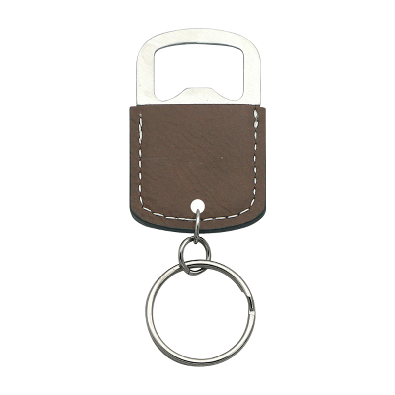 Laserovateľná koženková kľúčenka s oválnym otváračom na fľaše Laserovateľná koženková kľúčenka s oválnym otváračom na fľaše