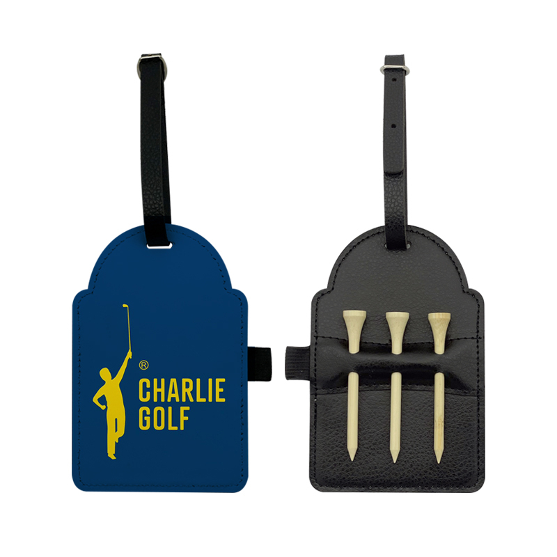 Sublimačná koženková visačka na golfovú tašku s 3 drevenými tričkami